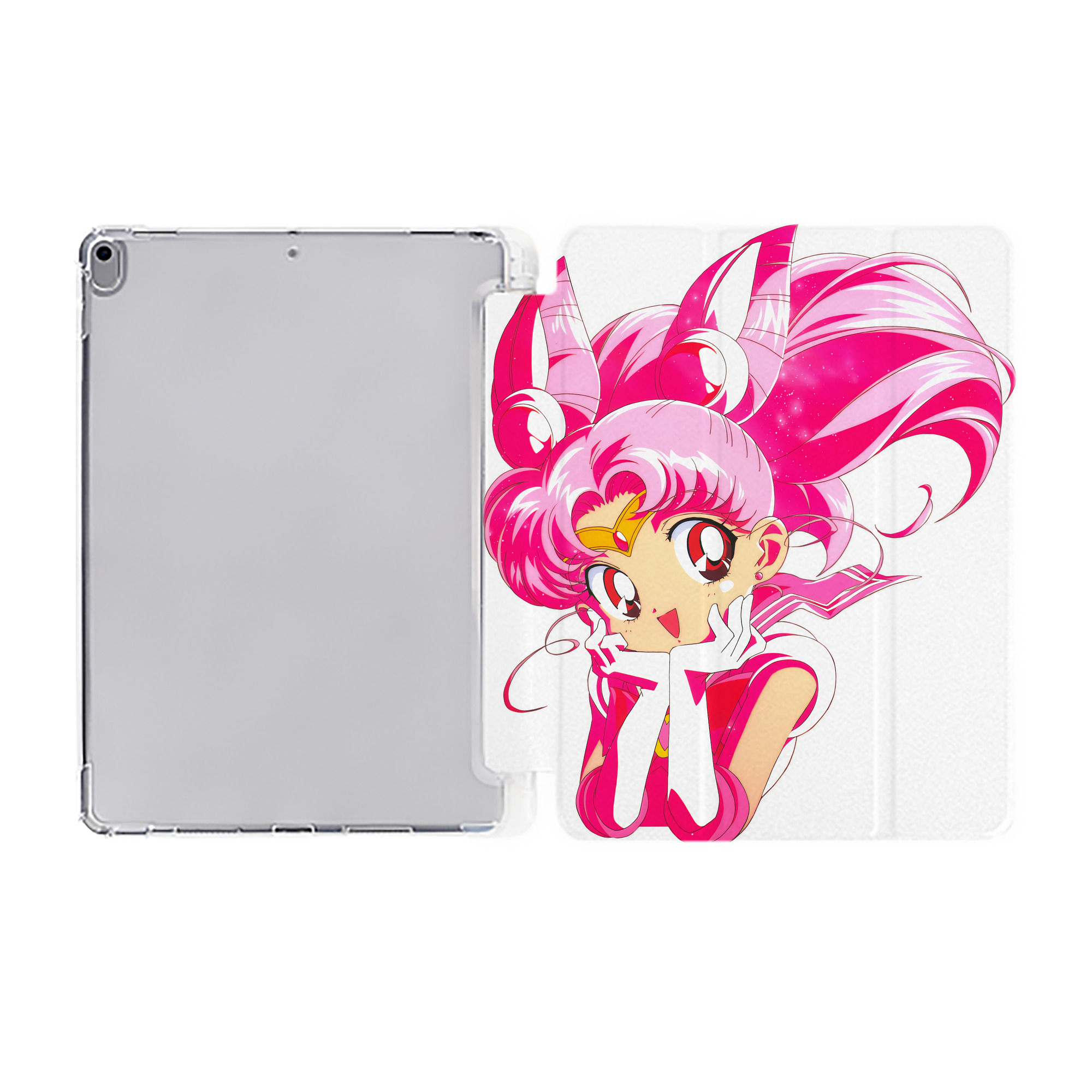 （画像用） 美少女戦士セーラームーン ちびうさ Sailor Moon Chibiusa Tsukino Usagi Small Lady Serenity IPad ケース ペン収納付き 三つ折りスタンド PUレザー×シリコン 対応機種9.5/10.5/10.9インチ